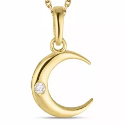 Mond Zirkon Halskette aus vergoldetem Sterlingsilber und Anhänger aus 8 Karat Gold - Gold Collection