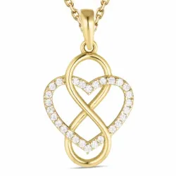 Herz infinity Zirkon Halskette aus vergoldetem Sterlingsilber und Anhänger aus 8 Karat Gold - Gold Collection