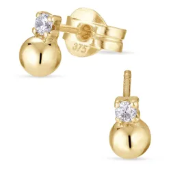 Kugel Ohrstecker in 9 Karat Gold mit Zirkon - Gold Collection
