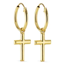 12 mm Kreuz Kreole in 9 Karat Gold - Amoré