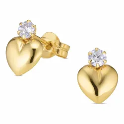 Herz Ohrstecker in 9 Karat Gold mit Zirkon - Gold Collection