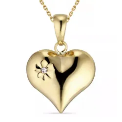 Herz Zirkon Halskette aus vergoldetem Sterlingsilber und Anhänger aus 9 Karat Gold - Amoré