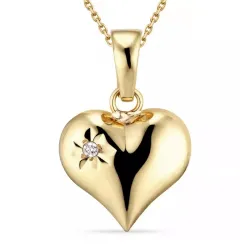 Herz Zirkon Halskette aus vergoldetem Sterlingsilber und Anhänger aus 9 Karat Gold - Amoré