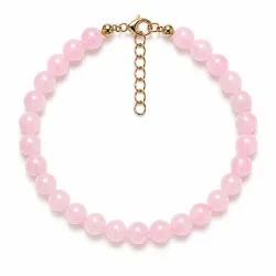 Rosenquarz Armband aus vergoldetem Stahl - AURA