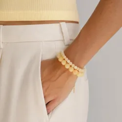 gelber Jade-Stein Armband aus vergoldetem Stahl - AURA