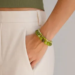 grünem Achat Armband aus vergoldetem Stahl - AURA