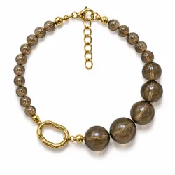 Rauchquarz Armband aus vergoldetem Stahl - AURA