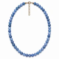 blauem Aquamarin Halskette aus vergoldetem Stahl - AURA