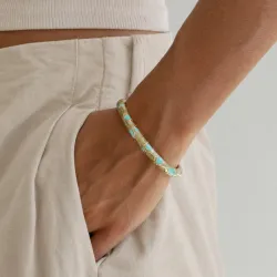 Wasserfest grünem bangle aus vergoldetem Stahl - OCEANA