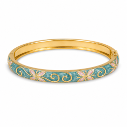 Wasserfest Blumen hellblauem bangle aus vergoldetem Stahl - OCEANA