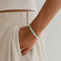 Wasserfest Blumen hellblauem bangle aus vergoldetem Stahl - OCEANA
