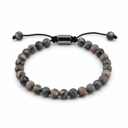 blauer Labradorit Armband aus Baumwollschnur mit verstellbarer Kordel