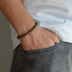Pyrit Armband aus Nylon mit verstellbarer Kordel