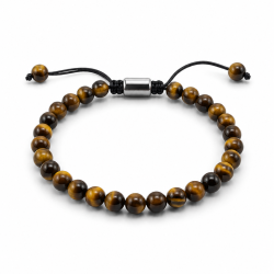Tigerauge Armband aus Baumwollschnur mit verstellbarer Kordel