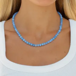 blauem Aquamarin Halskette aus vergoldetem Stahl - AURA