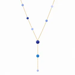 blauem Y-Halskette aus vergoldetem Stahl - AURA