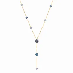 Aquamarin Y-Halskette aus vergoldetem Stahl - AURA