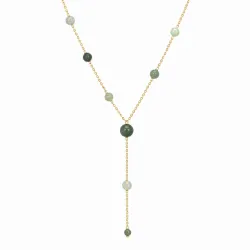 Jadestein Y-Halskette aus vergoldetem Stahl - AURA