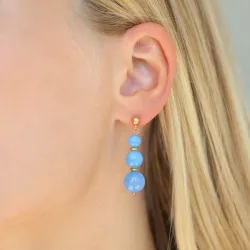 blauem Aquamarin Ohrringe in vergoldetem Stahl - AURA