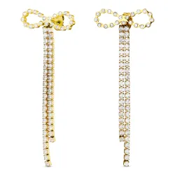 Wasserfester Schleife Zirkon ketten ohrringe in vergoldetem Stahl - OCEANA