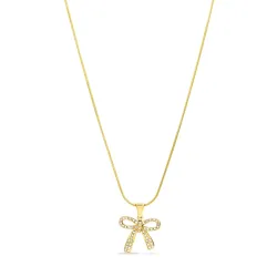 Wasserfest Schleife Zirkon Halskette aus vergoldetem Stahl - OCEANA