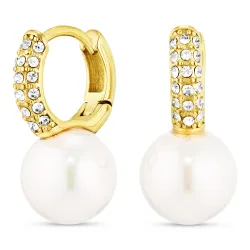 Wasserfester Perle Kreole in vergoldetem Stahl - OCEANA