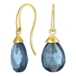 Ohrringe in 9 Karat Gold mit dunkelblauem Bergkristall