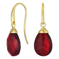Ohrringe in 9 Karat Gold mit rotem Bergkristall 