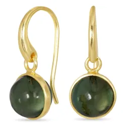 runden grünem Bergkristall Ohrringe in vergoldetem Silber - Loom Stones