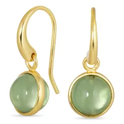 runden hellgrünem Bergkristall Ohrringe in vergoldetem Silber