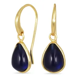 Tropfen synthetisch blauem Saphir Ohrringe in vergoldetem Silber - Loom Stones