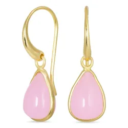 Tropfen rose Bergkristall Ohrringe in vergoldetem Silber - Loom Stones