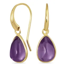 Tropfen violettem Bergkristall Ohrringe in vergoldetem Silber - Loom Stones