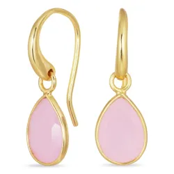 Tropfen rose Bergkristall Ohrringe in vergoldetem Silber