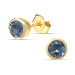 6,5 mm dunkelblauem Bergkristall Ohrstecker in vergoldetem Sterlingsilber - Loom Stones