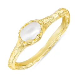 weißem Perle Ring aus vergoldetem Sterlingsilber - Lumé Etched