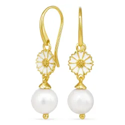 Marguerite Perle Ohrringe in vergoldetem Silber