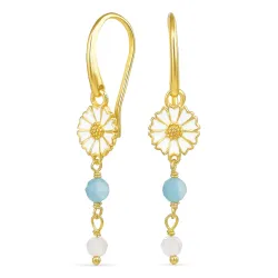 lange Marguerite blauem ketten ohrringe in vergoldetem Sterlingsilber