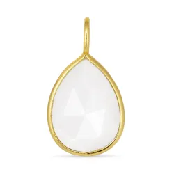 Tropfen weißem Mondstein Anhänger aus vergoldetem Sterlingsilber