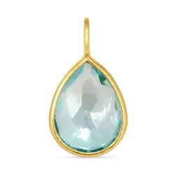 Tropfen blauem Bergkristall Anhänger aus vergoldetem Sterlingsilber - Loom Stones