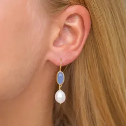 blauem Onyxe Ohrringe in vergoldetem Silber - Loom Stones