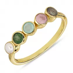 mehrfarbigem Ring aus vergoldetem Sterlingsilber