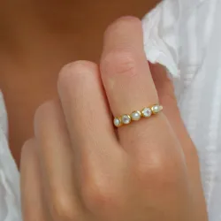 Perle Ring aus vergoldetem Sterlingsilber - Bubbly Twist