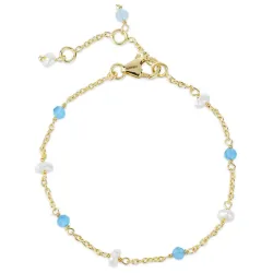 blauem Chalzedon Armband aus vergoldetem Sterlingsilber - Loom Stones