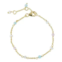 mehrfarbigem Schmuckstein Armband aus vergoldetem Sterlingsilber  x 4 mm  - Loom Stones