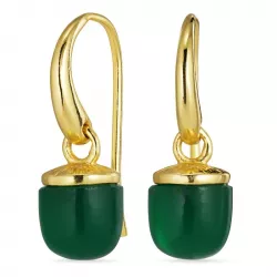 grünen Onyxe Ohrringe in vergoldetem Silber