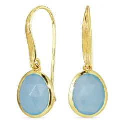 blauem Calcedon Ohrringe in vergoldetem Silber - Loom Stones