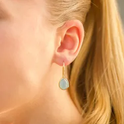 blauem Calcedon Ohrringe in vergoldetem Silber - Loom Stones