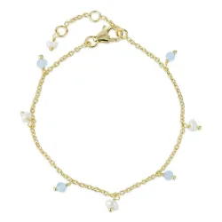 blauem Calcedon Armband aus vergoldetem Sterlingsilber  x   - Loom Stones