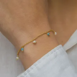 blauem Calcedon Armband aus vergoldetem Sterlingsilber  x   - Loom Stones